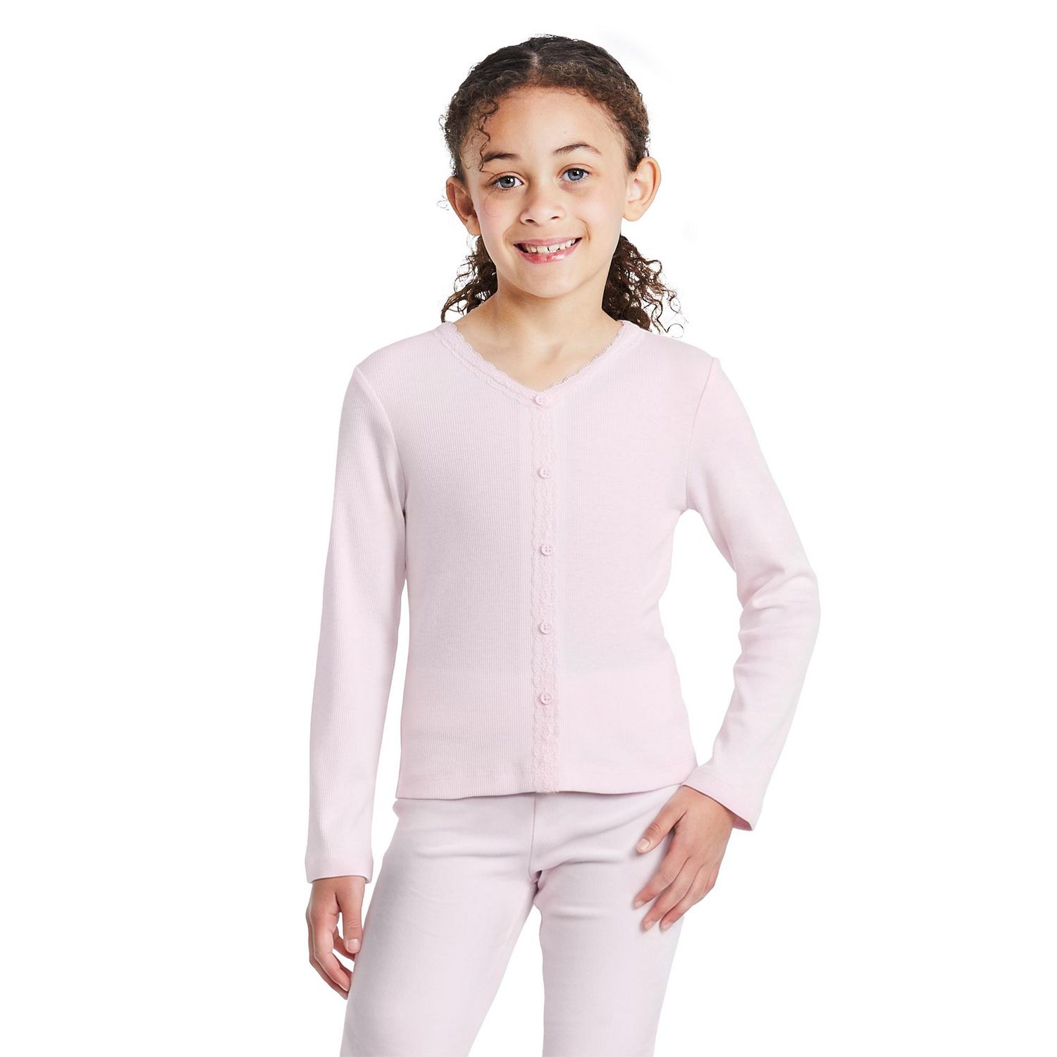 George Girls' Lace Trim Rib Top