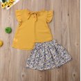 thumbnail image 3 of Diconna Baby Girl Summer Yellow Ruffle Chiffon Top + Floral Skirt Set, 3 of 7