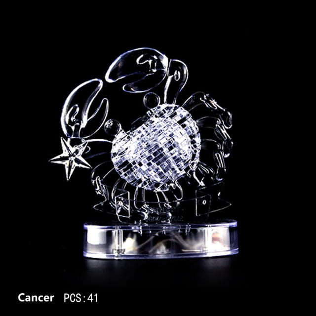 G Crystal Puzzle Jig-Saw Clear Twelve 12 Astrolog Flash Led Light