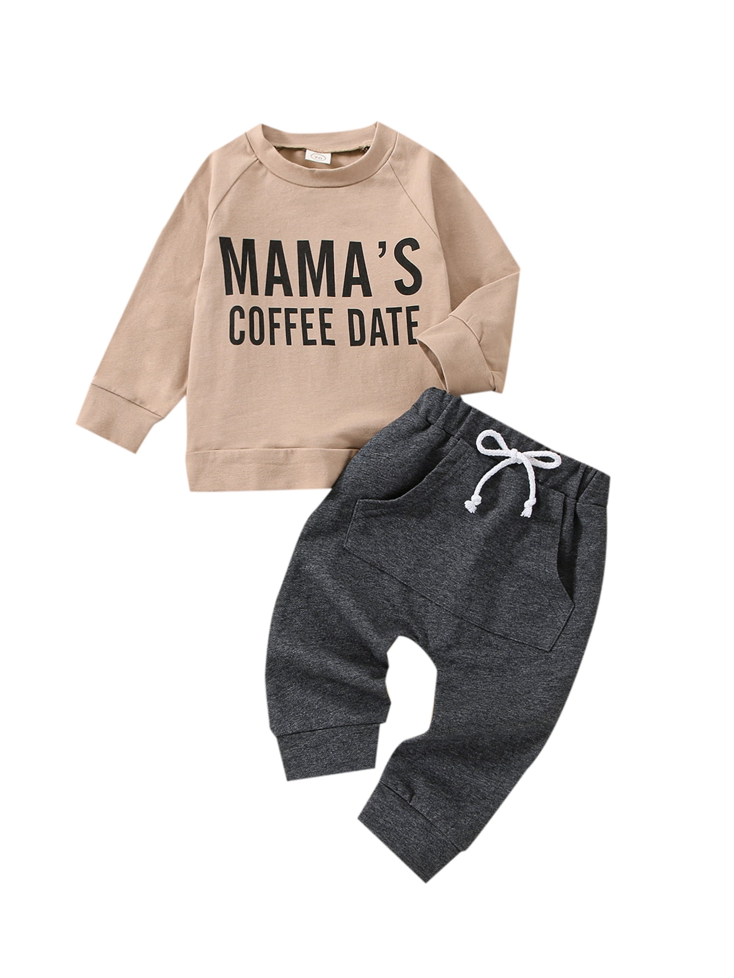 Gupgi Toddler Baby Boy Fall Outfits Letter Crewneck Sweatshirt Pants, 2Pcs Clothes Set