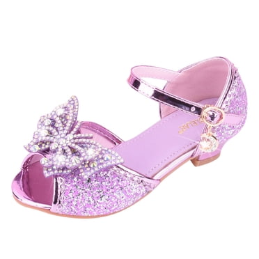 dmqupv Girls Princess Jelly Shoes Children Shoes With Diamond Shiny Sandals Princess Shoes Bow High Heels Show Princess Shoes Purple,Size for US 1