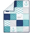 thumbnail image 3 of The Peanutshell, Nautical Whale Patchwork Crib Bedding Set for Baby Boy, 3 Piece Nursery Set, Microfiber, 3 of 4