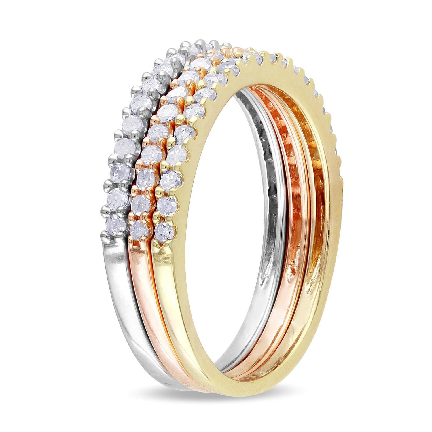 Ensemble bagues Miabella avec diamants 5/8 CT poids total en argent sterling trois-tons