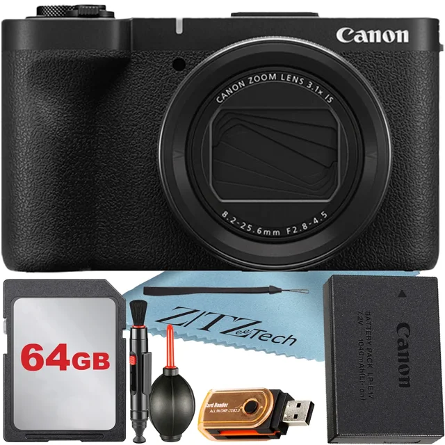 Canon PowerShot V1 4K Vlogging Camera + 64GB Memory Card + Cleaning Pen + ZeeTech Accessory Bundle