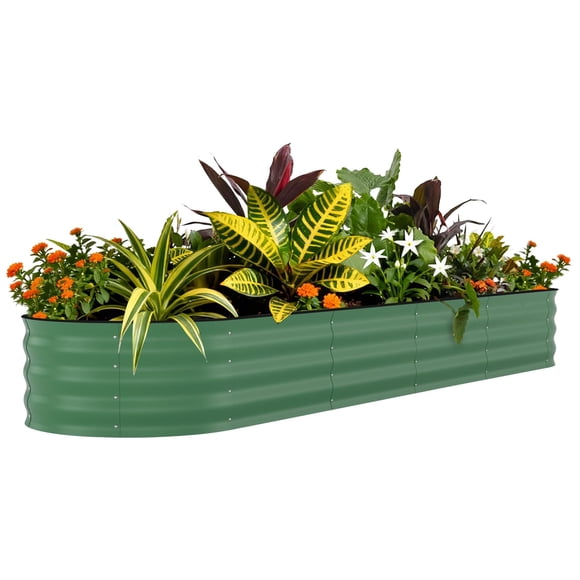 Garvee 8x2x1.5ft Galvanized Raised Garden Beds Kit,Outdoor Metal Gardening Planter Box, Green