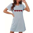 thumbnail image 4 of Pyjama en Coton Chemise de Nuit pour Femme Manches Courtes Vêtement de Nuit Confortable Chemises de Nuit Imprimées Col Rond T-Shirt de Nuit Robe de Sommeil Douce Coupe Ample Robe de Pyjama Gris Foncé TG, 4 of 5