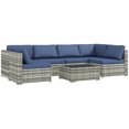 thumbnail image 1 of Outsunny Ensemble de Mobilier de Patio 7 Pcs avec Coussins, Table Basse, Bleu, 1 of 10