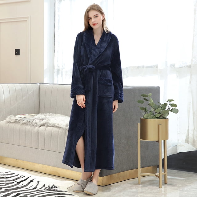 Gift TIMIFIS Women Hooded Plush Soft Robe Warm Fleece Bathrobe Warm Fleece Winter Robe, Long Soft Plush Cozy Spa, Resort & Hotel Bathrobe Bathrobe pring/Summer