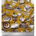 thumbnail image 1 of Soimoi polyester Crepe Fabric Cupcake,Donut & Cookies Food Print Fabric by Yard 52 Inch Wide, 1 of 3