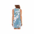 thumbnail image 1 of Robe T-Shirt Décontractée d'Été pour Femme, Sortie de Plage, Robe Débardeur Plissée Unie, G, Fleur Bleue, 1 of 4