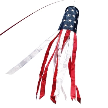 Anley 60 Pouces Drapeau Américain Manches à Vent, Étoiles & Rayures Décorations Patriotiques USA - Étoiles Brodées et Résistantes à la Décoloration - 5 Pieds