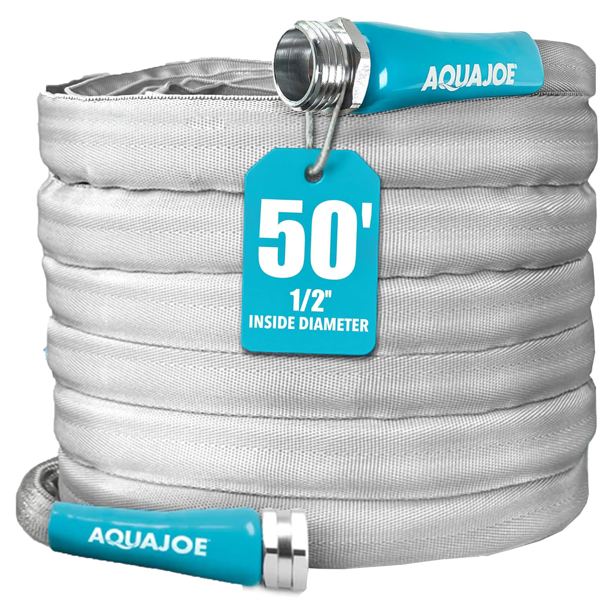 Aqua Joe Xtreme FiberJacket Garden Hose, Lightweight, Kink-Resistant, 50' x 1/2" Diameter