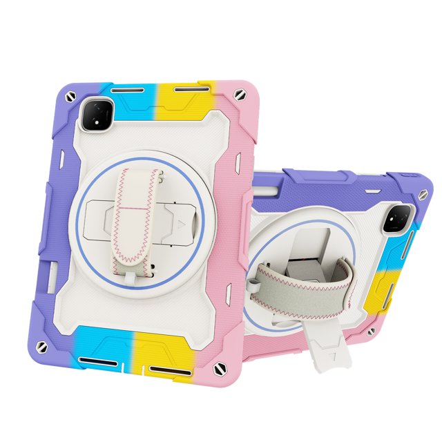 XYX 3in1 Rotating Stand Case for Honor Pad GT Pro 12.3 inch 2024 with Hand/Shoulder Strap, Shockproof Rugged, Colorful Pink