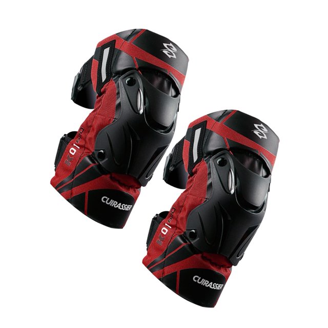 pitrice 2x Genouillères de Moto K01-3 pour Course de Motocross Réfléchissantes Rouges