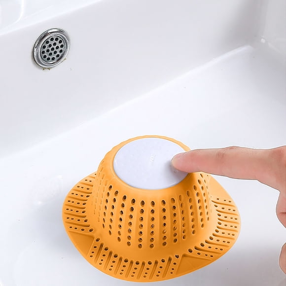 UsRHHA Floor Drain Hair Filter, Bathtub Sink Hair Blocker with Press Cover, Shower Drain Hair Catcher