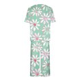 thumbnail image 4 of Offres des Fêtes Iumwxz Pyjamas Doux Tendance Ensembles Assortis Tenues de Voyage pour Femmes Imprimé Floral Col Rond Manches Courtes Taille Élastique Pantalon Court Ensembles 2 Pcs pour Femmes Rue, 4 of 4