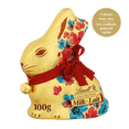 thumbnail image 1 of Lindt GOLD BUNNY floral en édition limitée bleu ou rose Lapin de Pâques au chocolat au lait, 100g, 1 of 8