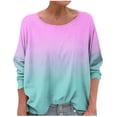 thumbnail image 3 of WRKEKC T-Shirts à Manches Longues pour Femmes, Chemises à Manches Longues pour Femmes, T-shirt Tendance Confortable à Manches Longues à Col Rond Dégradé Imprimé pour Femmes Grande Taille, 3 of 6