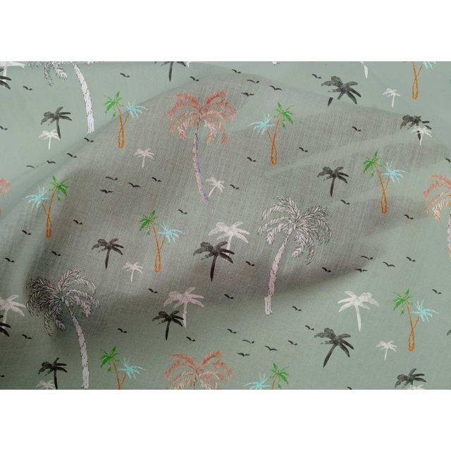 oneOone Cotton Poplin Fabric Bird & Palm Tree Print Sewing Fabric BTY 42 Inch Wide