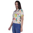 thumbnail image 2 of Moomaya Haut Court Imprimé pour Femmes Été Décontracté T-Shirt à Col à Fermeture à Glissière, 2 of 7