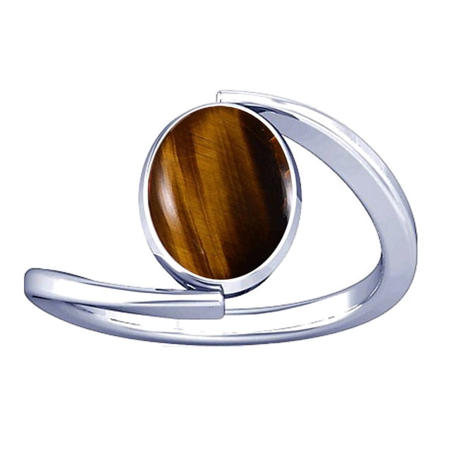 Divya Shakti 5.25-5.50 Carat Tiger's eye Chitti Gemstone Silver Ring for Women
