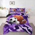 thumbnail image 1 of Erosebridal Ensembles de Literie Basketball Football Double avec Couette, Insert de Couette Camouflage Violet, Réversible, 1 of 7