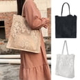 thumbnail image 2 of Beach Bag Foldable Lace Design High Capacity Square Exquisite Clothing Matching Wear-resistant Women Embroidery Tote Handbag Daily Use, 2 of 11