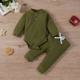 thumbnail image 2 of Baby Clothes Set Ribbing  Neck Long Sleeve Elastic and Loose Bow-knot Belt Trousers, 2 of 9