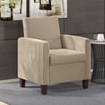 thumbnail image 2 of HOMCOM Modern Accent Chair Fabric Armchair w/ Non-Slip Pads, Light Brown, 2 of 10