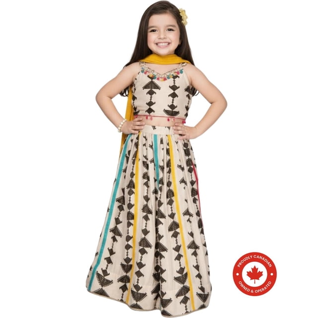 DWEEP SARA Multicolour Ethnic Lehenga Choli Set for Girls, 6-7 Y(26)