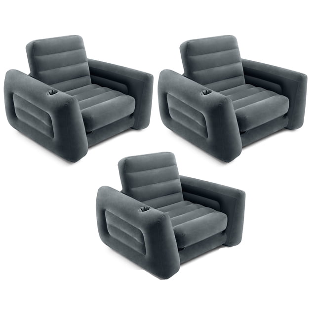 Intex Fauteuil-Lit Gonflable Escamotable avec Matelas Pneumatique Format Simple (Lot de 3)