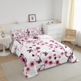 thumbnail image 3 of Erosebridal Literie Fleurs de Cerisier Roses Ensemble de Couette Grand, Couette Papillon Girly, Réversible 3 Pcs, 3 of 8