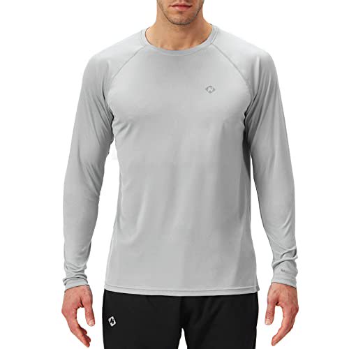 Men s Sun Protection UPF 50 UV Outdoor Long Sleeve Shirts Grey Size XL