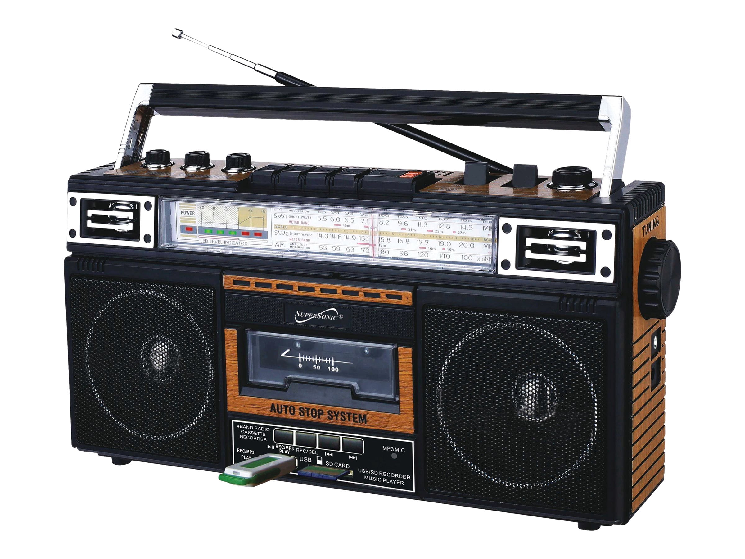 SuperSonic SC-3201BT Retro Radio and Bluetooth Speaker: Built-in Analog Music to Digital Files Converter