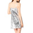 thumbnail image 3 of INSPIRE CHIC Robe d'Halloween pour Femme Paillettes Scintillantes Col en V Bretelles Ajustables Robe de Bal Courte Argent TG, 3 of 7