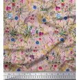 thumbnail image 1 of Soimoi Pink polyester Crepe Fabric Leaves & Floral Print Sewing Fabric BTY 52 Inch Wide, 1 of 3