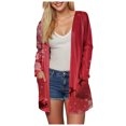 thumbnail image 1 of WUANDIXFA Cardigan à Manches Longues pour Femmes, Chandails pour Femmes, Cardigan à Imprimé de Noël avec Poches, Cardigan à Manches Longues Longueur Midi, Cardigan Décontracté, Rouge Brique, TG, 1 of 6