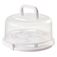 thumbnail image 1 of Cake Container Plastic Cover Lid Cake Cupcake Holder Portable Round Two Sided Base for Cookies Fruit Etc, 1 of 5