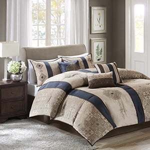 Donovan 7 Piece Jacquard Comforter Set Navy Cal King