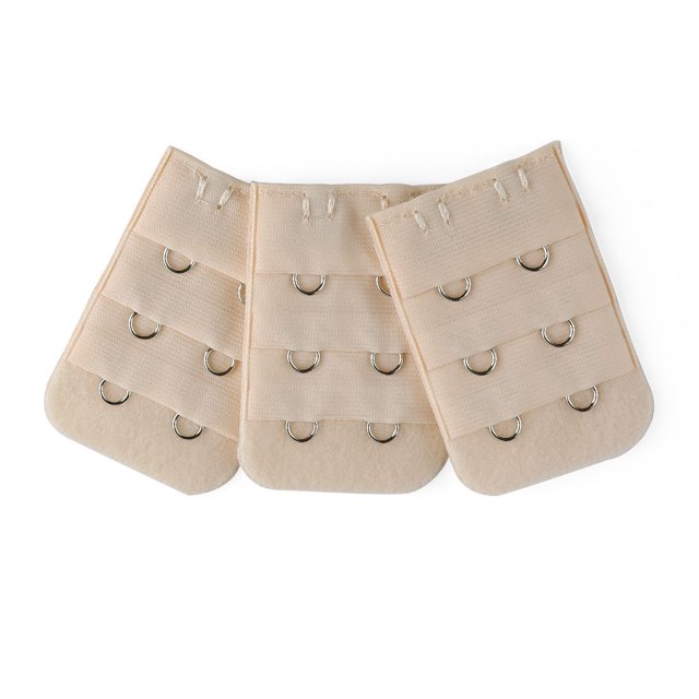 INSPIRE CHIC Femmes 3 Pcs 3 Rangées 2 Crochets Bretelles de Soutien-Gorge Réglables Extension Boucle Crochets Beige Confortable