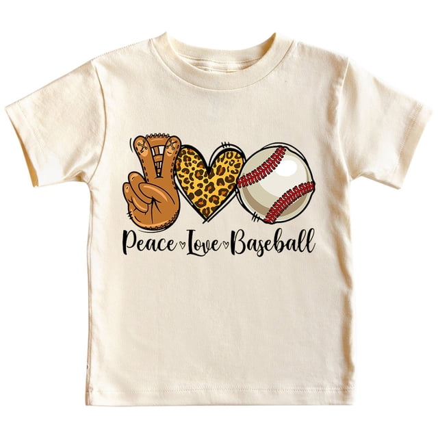 EDFBUYKRS T-Shirt de BASEBALL pour Enfants PEACE Col Rond T-Shirt à Manches Courtes Enfants de 3 à 14 Ans