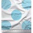 thumbnail image 1 of Soimoi Blue Moss Georgette Fabric Stripe & Floral Block Printed Fabric 1 Yard 42 Inch Wide, 1 of 3