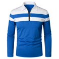 thumbnail image 1 of Men's Casual Long Sleeve Polo Shirt Contrast Patchwork Cotton T-Shirt, 1 of 5