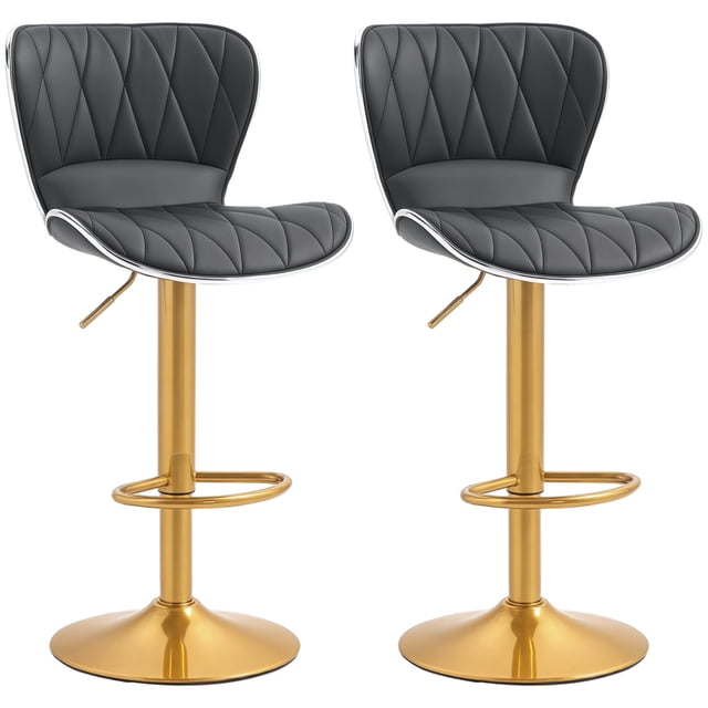 HOMCOM Height Adjustable Bar Stools Set of 2, Swivel Counter Stools