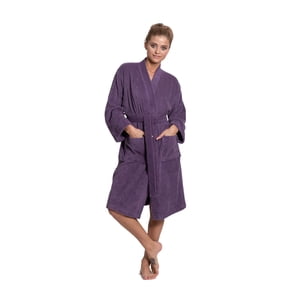 Femmes Turkuoises 100% Cotton turc Terry Cloth Kimono peignoirs, Plum, une taille