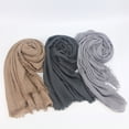 thumbnail image 1 of Women Scarf Fringes Pleats Solid Color Good Touch Shawl Elegant Fine Texture Wrap Scarf for Four Seasons, 1 of 7