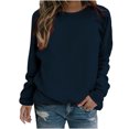 thumbnail image 1 of Yuyuzo 2025 Automne Chandail Sport Uni pour Femme Décontracté Ample à Col Rond Raglan à Manches Longues Chandail Tunique Hauts Bleu Foncé A1, 1 of 5