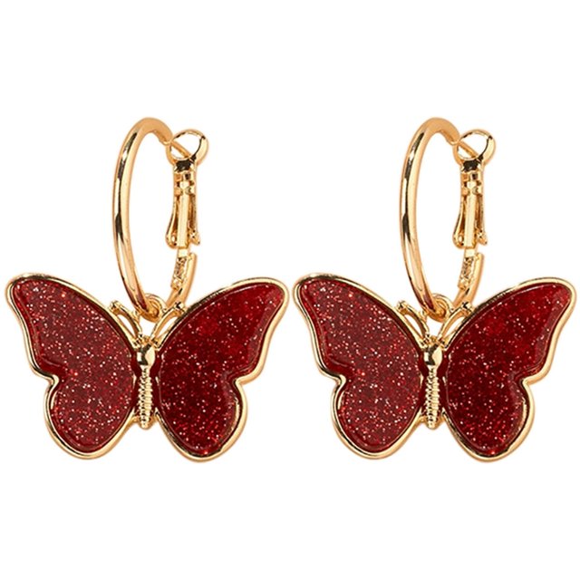Hoop Dangle Earrings Butterfly Vintage Huggie Hoop Earrings Pierced Earrings
