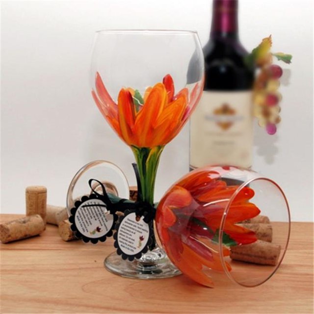Judi Painted it HIB-R Hibiscus Vin Verre&44; Rouge