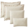 thumbnail image 3 of Clara Clark Home Quilt Set Bedspread - Ultra Soft Microfiber Embossed Grid Weave Pinsonic Lightweight - Quilted Comforter 5 Piece Bedding Set - 2 Pillow Shams, 2 Euro Shams - King, Beige Cream, 3 of 4